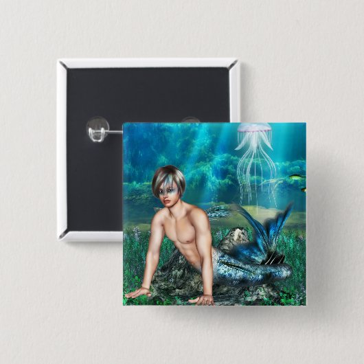 Merman Pin Vierkante Button 5,1 Cm (Voorkant /achterkant)