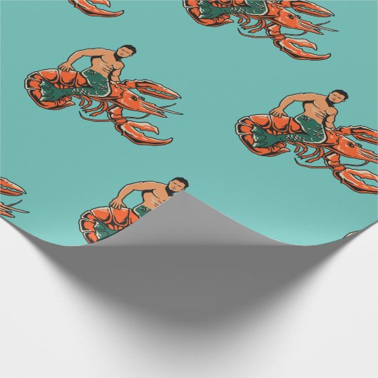 Merman Riding Lobster Cadeaupapier (Hoek)