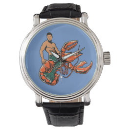Merman Riding Lobster Horloge