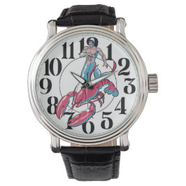 Merman Riding Lobster Horloge