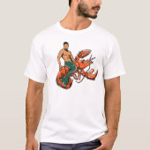 Merman Riding Lobster T-shirt (Voorkant)
