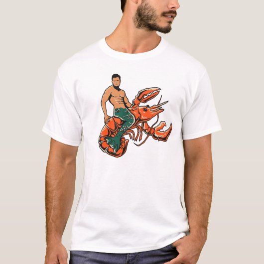 Merman Riding Lobster T-shirt (Voorkant)