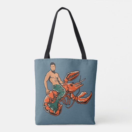 Merman Riding Lobster Tote Bag (Achterkant)