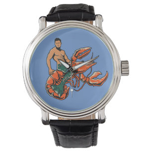Merman Riding Lobster Watch Horloge