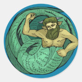 Merman Ronde Sticker (Voorkant)