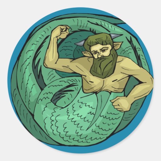 Merman Ronde Sticker (Voorkant)