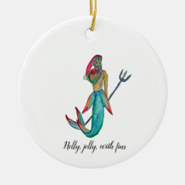 Merman Santa Keramisch Ornament