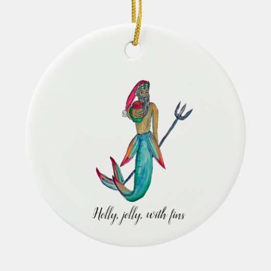 Merman Santa Keramisch Ornament (Voorkant)