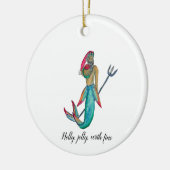 Merman Santa Keramisch Ornament (Links)