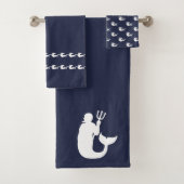Merman sharks Bathroom Ocean blauw &wit Bad Handdoek (Insitu)