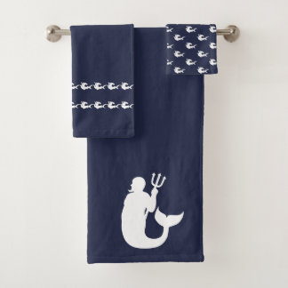 Merman sharks Bathroom Ocean blauw &wit Bad Handdoek