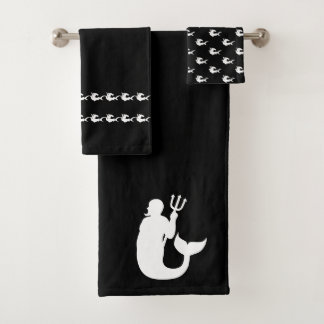Merman sharks Bathroom Zwart-witte handdoekset Bad Handdoek