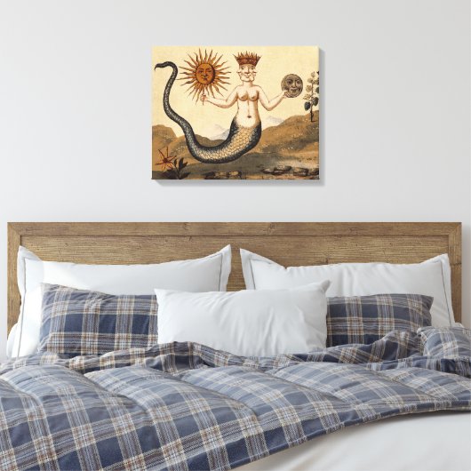 Merman Sun en Moon Canvas Afdruk (Insitu (Slaapkamer))