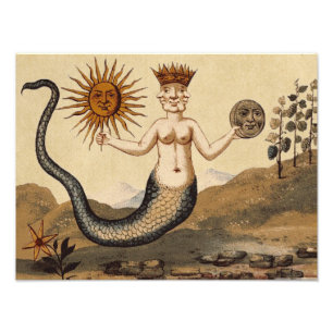 Merman Sun en Moon Foto Afdruk