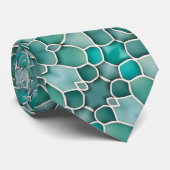 Merman Zee-Glass Green Blauwgroen & Aqua Ocean Thm Stropdas (Opgerold)