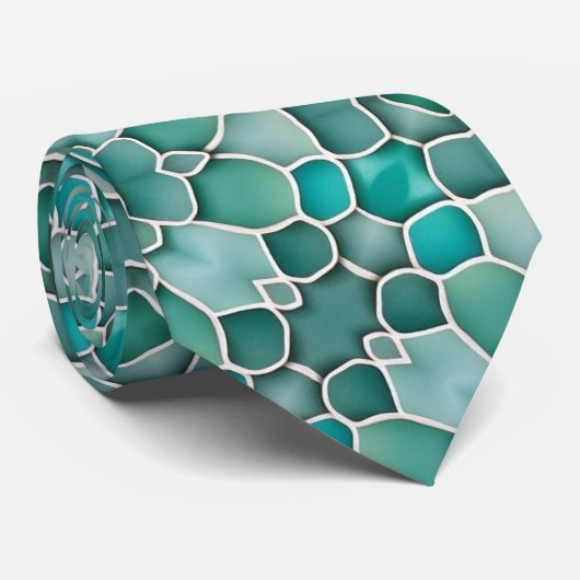 Merman Zee-Glass Green Blauwgroen & Aqua Ocean Thm Stropdas (Opgerold)