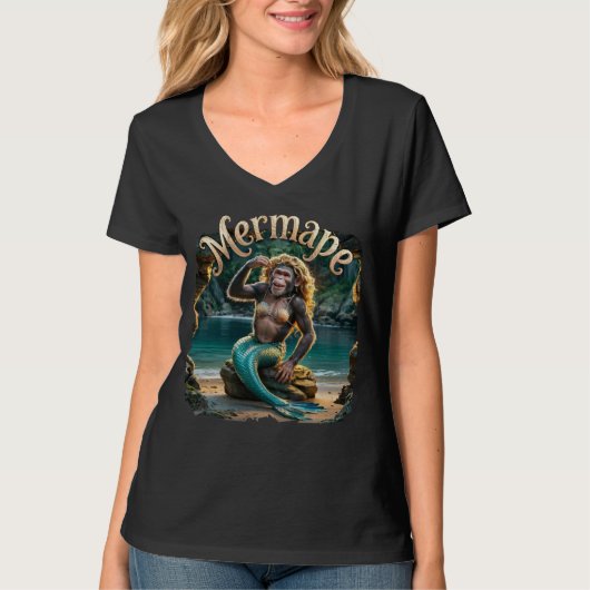 Mermape Fotografisch Combo Creature Grappig T-shirt (Voorkant)