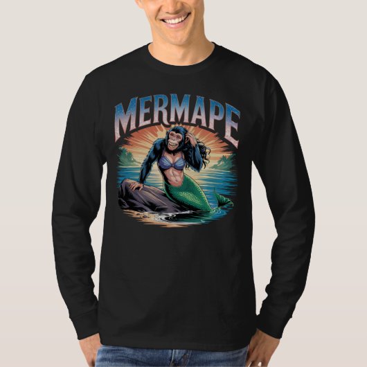 Mermape Illustratie Combo Creature Grappig T-shirt (Voorkant)