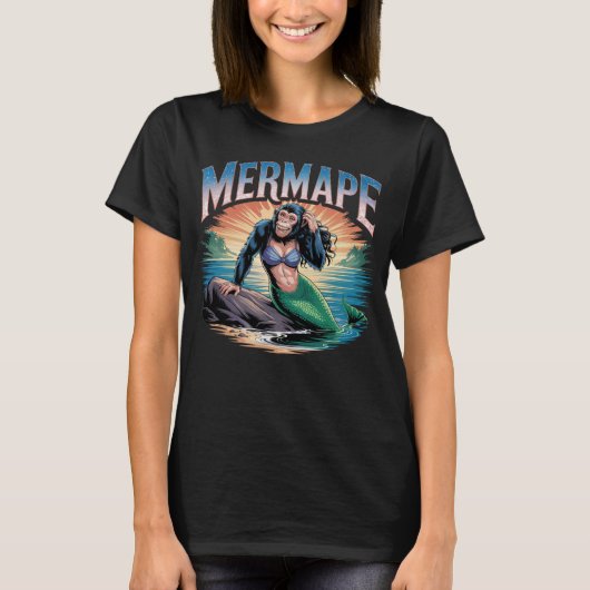 Mermape Illustratie Combo Creature Grappig T-shirt (Voorkant)