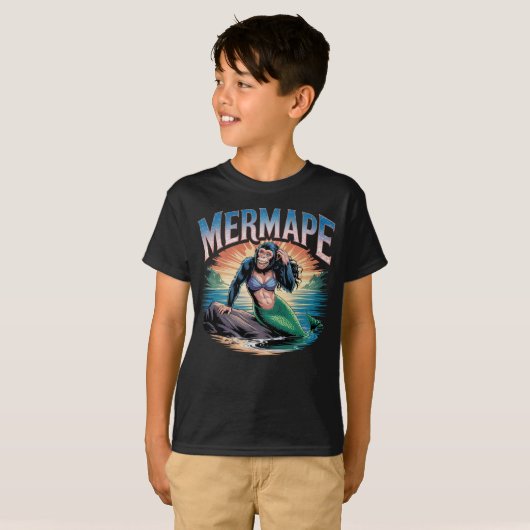 Mermape Illustratie Combo Creature Grappig T-shirt (Voorkant volledig)