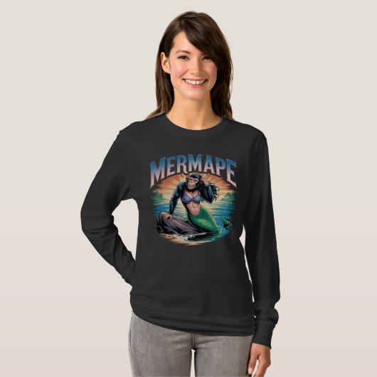 Mermape Illustratie Combo Creature Grappig T-shirt (Voorkant volledig)
