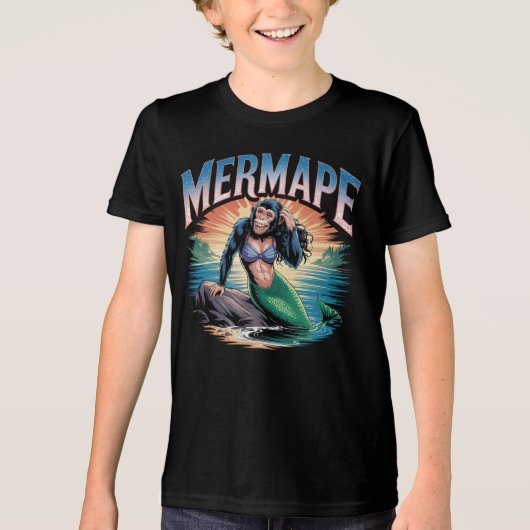 Mermape Illustratie Combo Creature Grappig Tri-Blend Shirt (Voorkant)