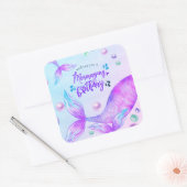 Mermazing Birthday Mermaid Tails Fun en Bright Vierkante Sticker (Envelop)