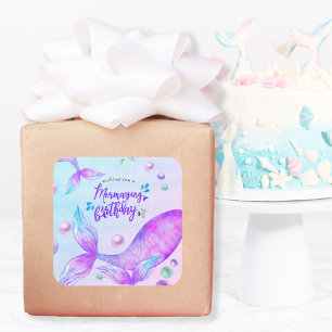Mermazing Birthday Mermaid Tails Fun en Bright Vierkante Sticker