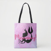 Mermazing Mermaid SIlhouette Pink gestructureerd Tote Bag (Voorkant)