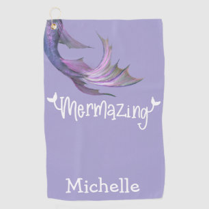 Mermazing Mermaid Tail Paarse gepersonaliseerd Golfhanddoek
