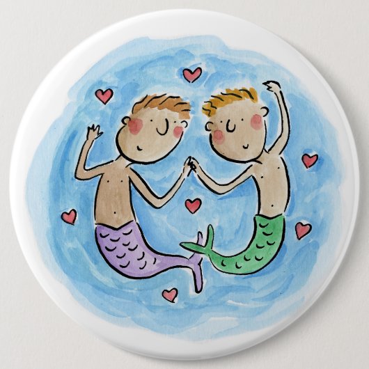 Mermen Ronde Button 6,0 Cm (Voorkant)