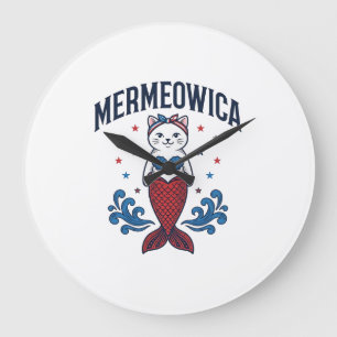 Mermeowica Patriottische Kat Meermin Shirt Ontwerp Grote Klok
