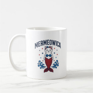 Mermeowica Patriottische Kat Meermin Shirt Ontwerp Koffiemok