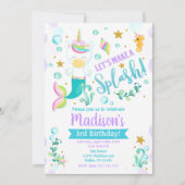 Mermicorn Birthday Invitation Mermaid Unicorn Kaart (Voorkant)