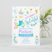 Mermicorn Birthday Invitation Mermaid Unicorn Kaart (Staand voorkant)