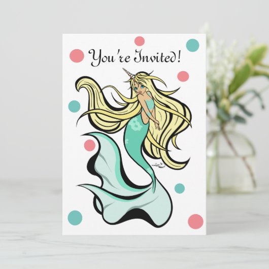 Mermicorn Birthday Party Save The Date (Staand voorkant)