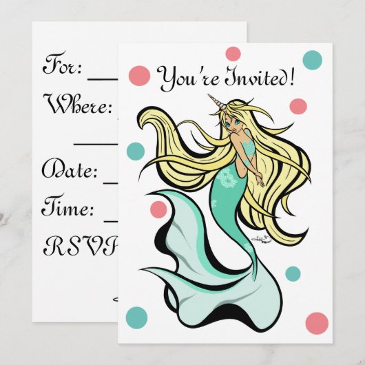 Mermicorn Birthday Party Save The Date (Voorkant / Achterkant)