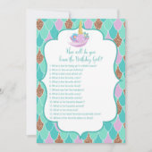 Mermicorn Verjaardag Meisje Spel 5x7" Maat Uitnodi Kaart (Voorkant)