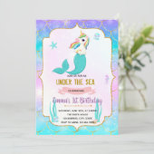 Mermicorn verjaardagsuitnodiging bedankkaart (Staand voorkant)