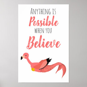 Mermingo: Inspirerende Zeemeermin Flamingo Citaat Poster