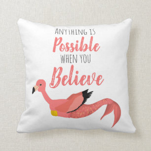 Mermingo: Mermaid Flamingo Inspirerend Citaat Kussen