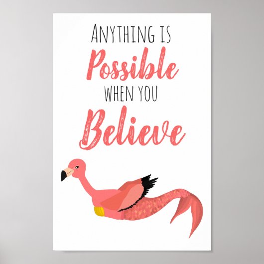 Mermingo: Mermaid Flamingo Inspirerend Citaat Poster (Voorkant)