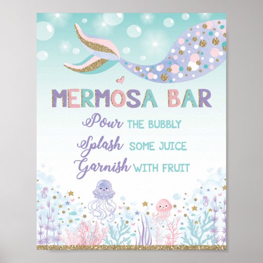 Mermosa Bar Zeemeermin Mimosa Bar Bord Onder de Ze Poster (Voorkant)