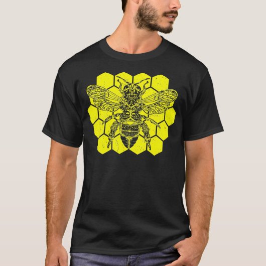 Merovingian BEE Masonic Style Design Honingraat T-shirt (Voorkant)