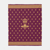 Merovingian Fleur-de-lis en Royal Bee Fleece Deken (Voorkant)