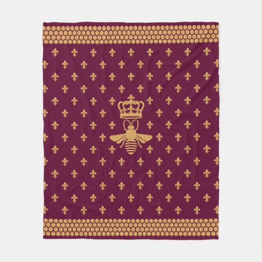 Merovingian Fleur-de-lis en Royal Bee Fleece Deken (Voorkant)