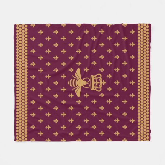 Merovingian Fleur-de-lis en Royal Bee Fleece Deken (Voorkant (Horizontaal))