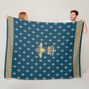 Merovingian Fleur-de-lis en Royal Bee Fleece Deken
