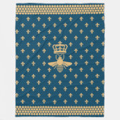 Merovingian Fleur-de-lis en Royal Bee Fleece Deken (Voorkant)