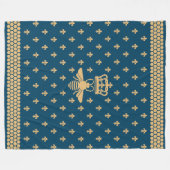Merovingian Fleur-de-lis en Royal Bee Fleece Deken (Voorkant (Horizontaal))